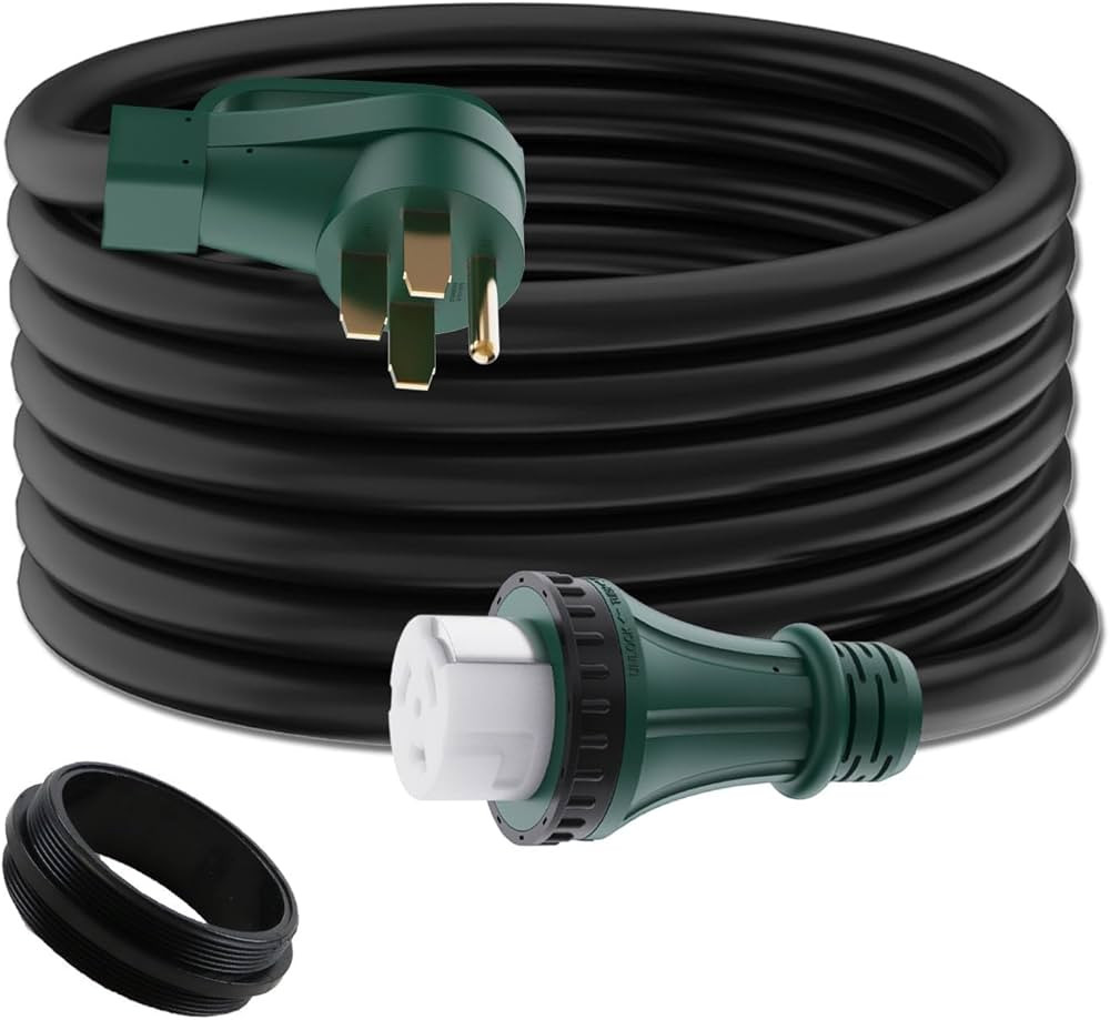 50 Amp RV/Generator Cord with Locking Connector 25 Feet UL Listed, Heavy Duty 6/3+8/1 Gauge STW W... | Amazon (US)
