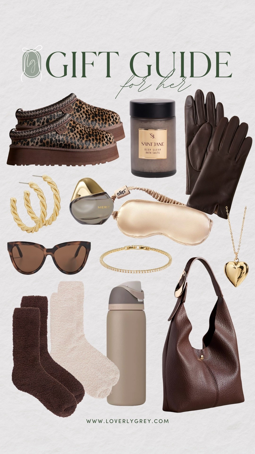 Chocolate brown & neutrals are trending - this gift guide for her has some chic fashion items with some cozy finds as well! 

Loverly Grey, gift ideas for her, barefoot dreams, owala water bottle, leather gloves, purse, slippers, Uggs, gift ideas for mom, jewelry 

#LTKGiftGuide #LTKHoliday