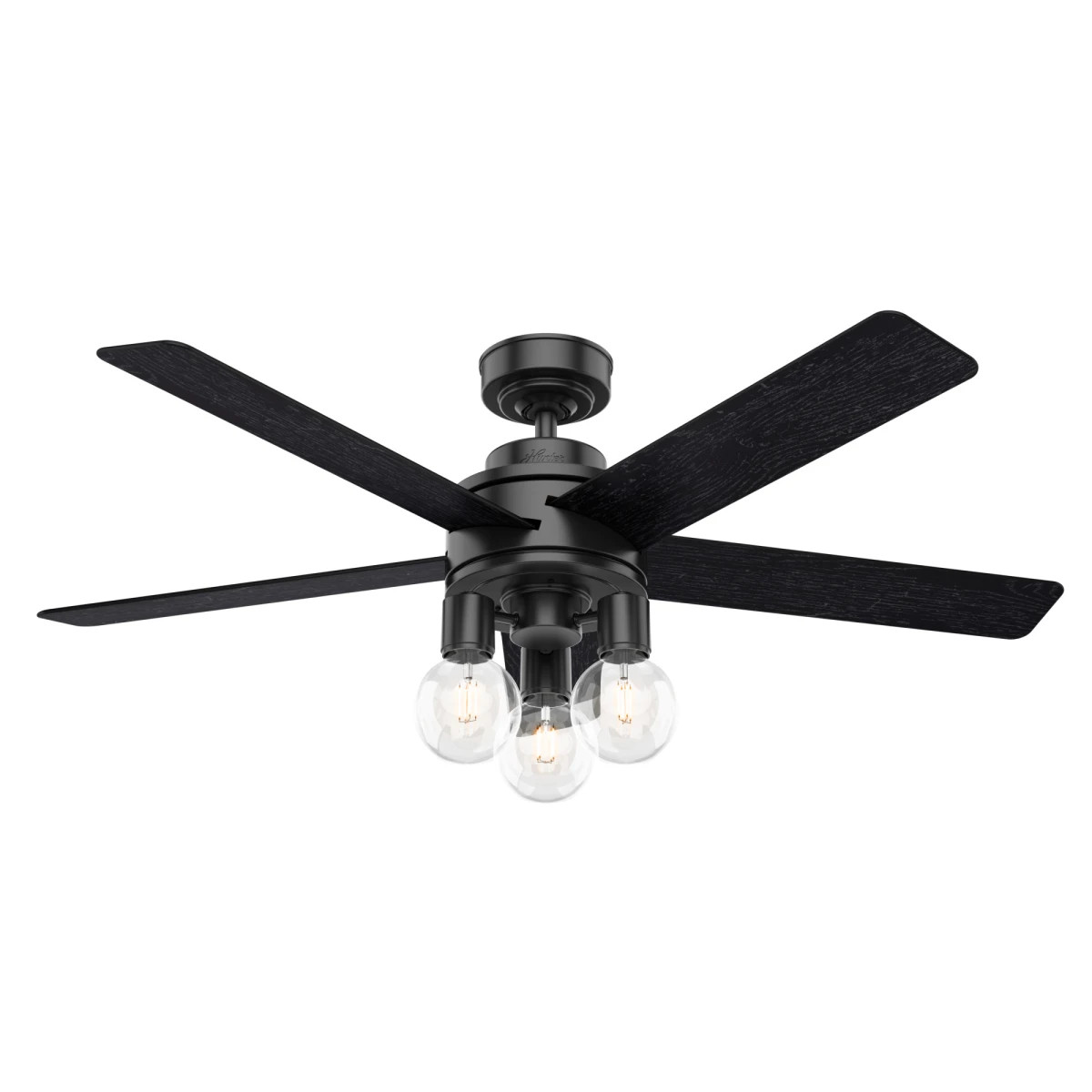 Hunter 50594 Matte Black Hardwick 52" 5 Blade Indoor LED Ceiling Fan with Remote Control | Build.com, Inc.