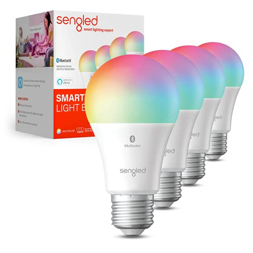 Sengled Light Bulb, S1 Auto Pairing with Alexa Devices, Color Changing , Smart Light that Work with , Bluetooth Mesh Smart Home Lighting, E26 60W Equivalent, 800LM, 4 Count (Pack of 1) | Amazon (US)
