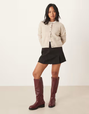 Vila Petite pleat front mini skort in black | ASOS (Global)