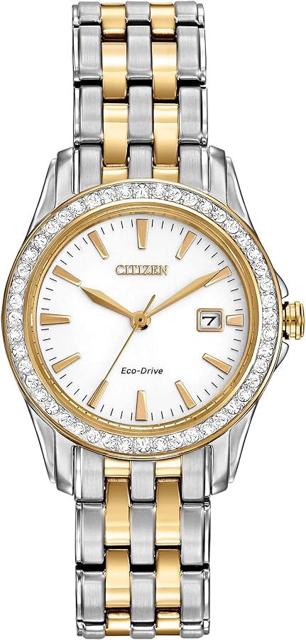Citizen Women's Eco-Drive Dress Classic Crystal Watch in Two-tone Stainless Steel, Silver Dial, 2... | Amazon (US)