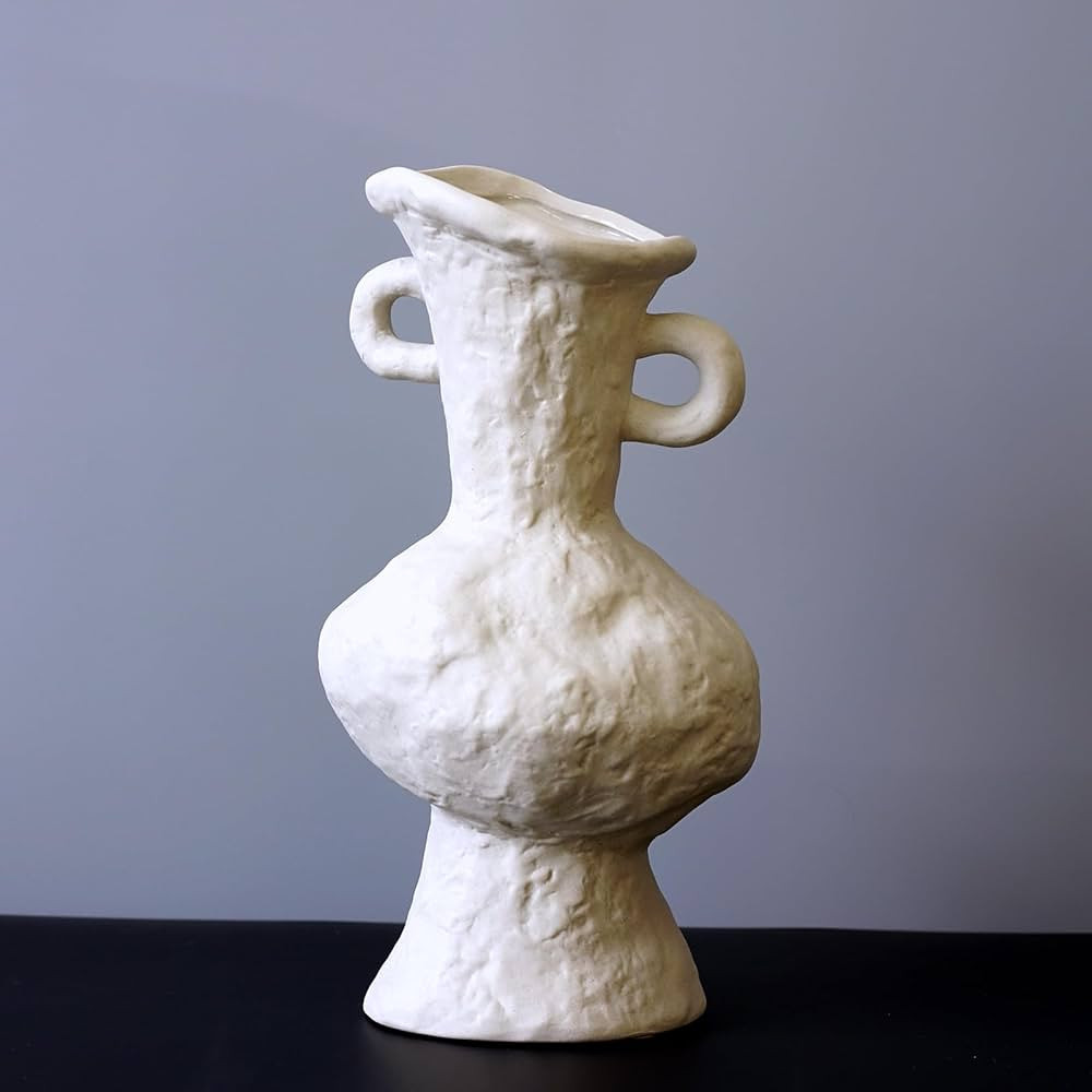 Ceramic Flower Vase for Home Decor, Abstract Offwhite Vase for Modern Home, Clay Vase of Nordic S... | Amazon (US)