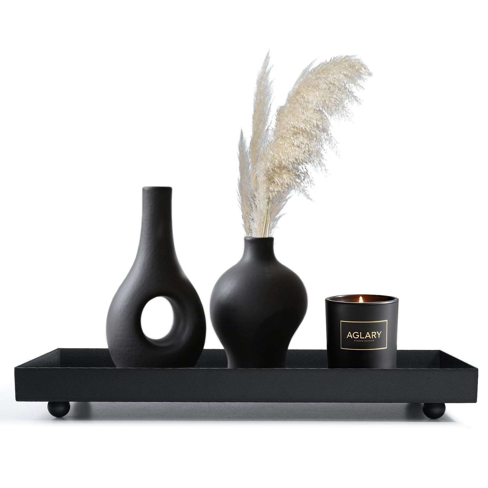 Rectangle Black Matte Metal Tray, Suit for Candle Holder, Vanity Decor Projects, Bathroom Toilet ... | Amazon (US)