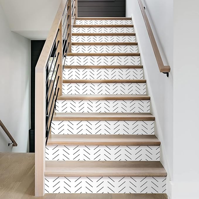 funlife 14 Strips Peel and Stick Stair Risers Stickers, Self Adhesive Vinyl Scandinavian Stair St... | Amazon (US)