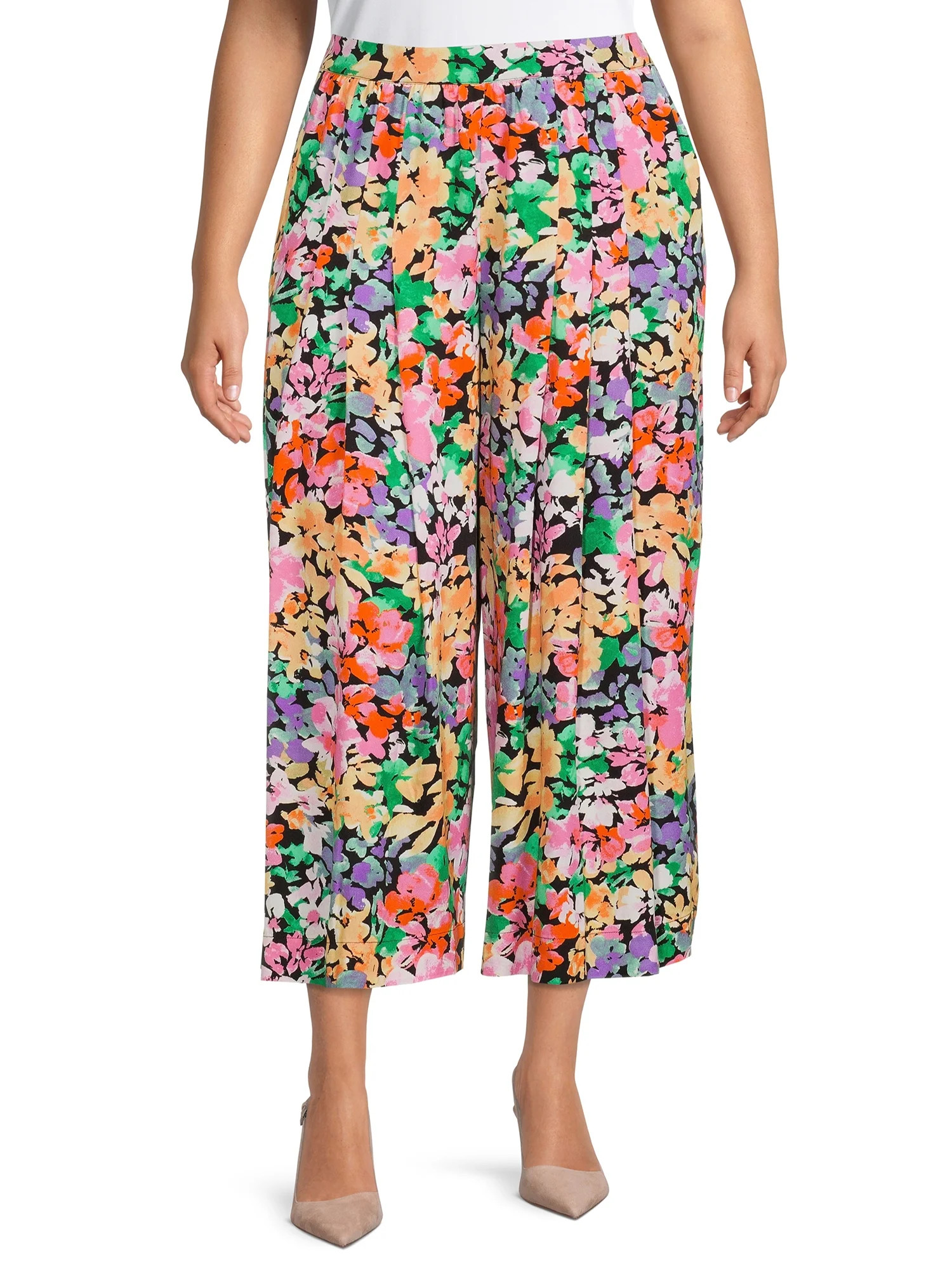 Terra & Sky Women's Plus Size Wide Leg Printed Pants | Walmart (US)