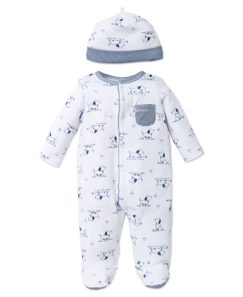 Puppy Toile Footed One-Piece And Hat | Little Me