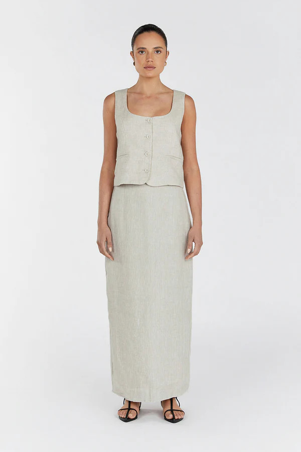 ROBERTS NATURAL LINEN MIDI SKIRT | DISSH