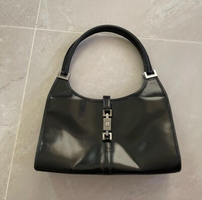 Gucci Jackie Bardot- Black Leather Shoulder Bag, Silver Hardware + Dustbag  | eBay | eBay US