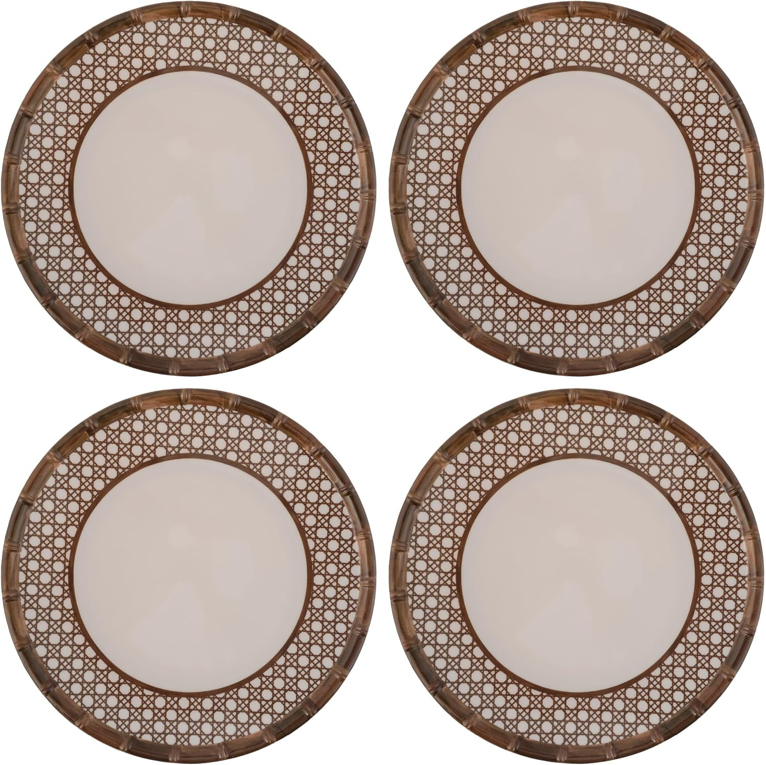 Karma, 10.75 inches Melamine Dinner Plates Set of 4, Reusable Dishwasher Safe Plates for Outdoor and Indoor, Bamboo | Amazon (US)