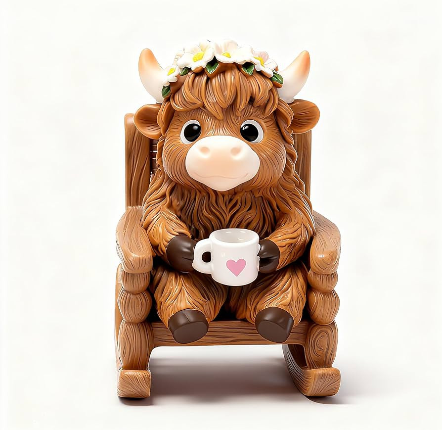 zimiliz Coffee Highland Cow Figurine for Book Shelf Desk Decor, Highland Cows Themed Gifts for Wo... | Amazon (US)