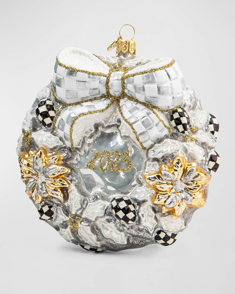 MacKenzie-Childs Glam Up Dated 2023 Wreath Christmas Ornament | Neiman Marcus