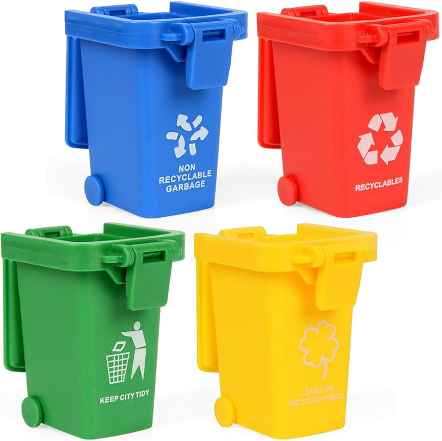Mini Size Trash Can Toy,Garbage Truck's Trash Cans, Mini Curbside Vehicle Garbage Bin Trashcan Gr... | Amazon (US)