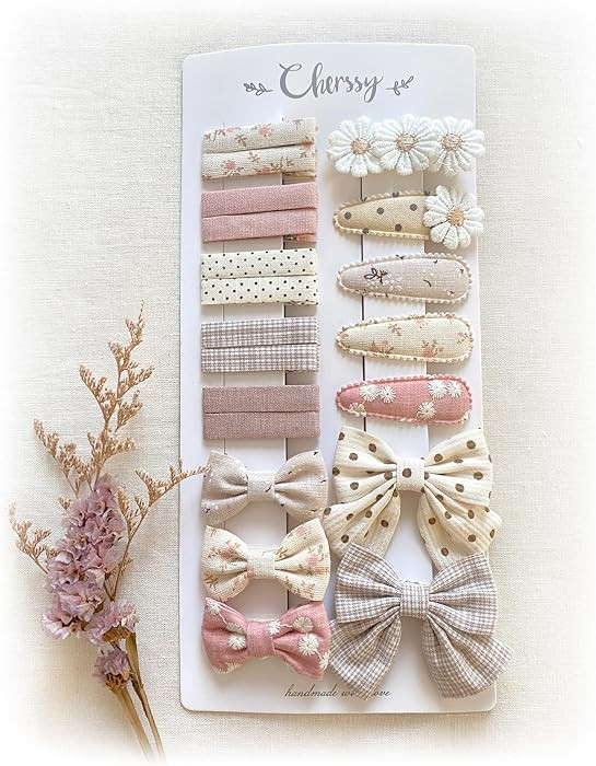 Cherssy Floral Hair Bow Clips for Baby Girls, 20 Pack Flower Fully Lined Alligator Clips and Snap... | Amazon (US)