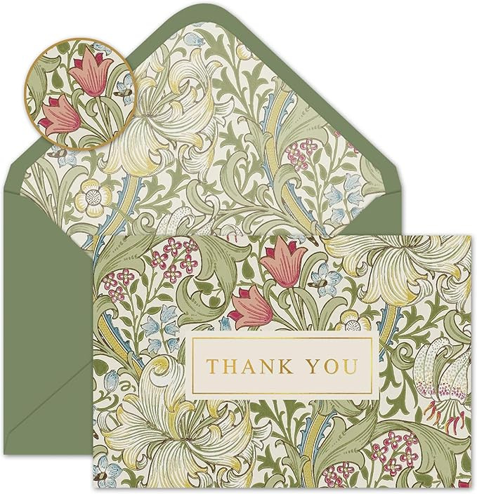 Whaline 24 Pack Plants Floral Gold Foil Thank You Cards Bulk Green Flower Greeting Cards with Env... | Amazon (US)