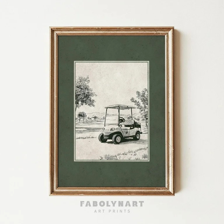 Rustic Golf Cart Sketch Wall Art, Sage Green Golf Club, Country Landscape Decor Poster Unframed P... | Walmart (US)