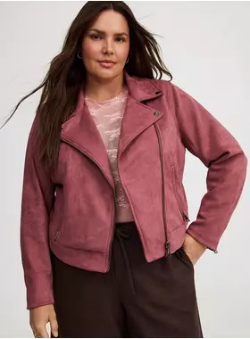 Faux Suede Essential Moto Jacket | Torrid (US & Canada)