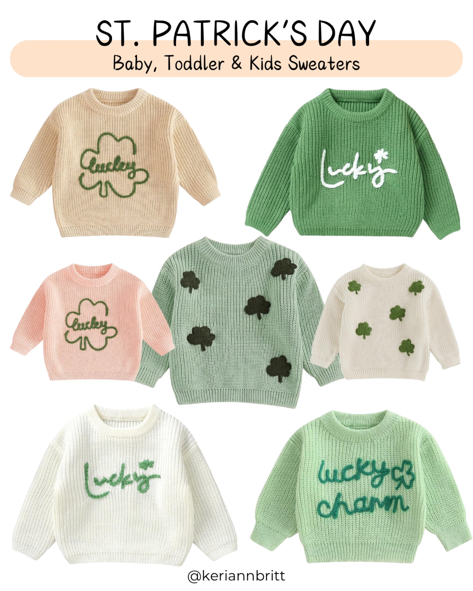 St. Patrick’s Day Kids Sweaters

Toddler Sweater / baby sweater / girls knit sweater / boys knit sweater / SPD Outfit / green outfit / shamrock outfit / clover outfit 

#LTKBaby #LTKKids #LTKSeasonal