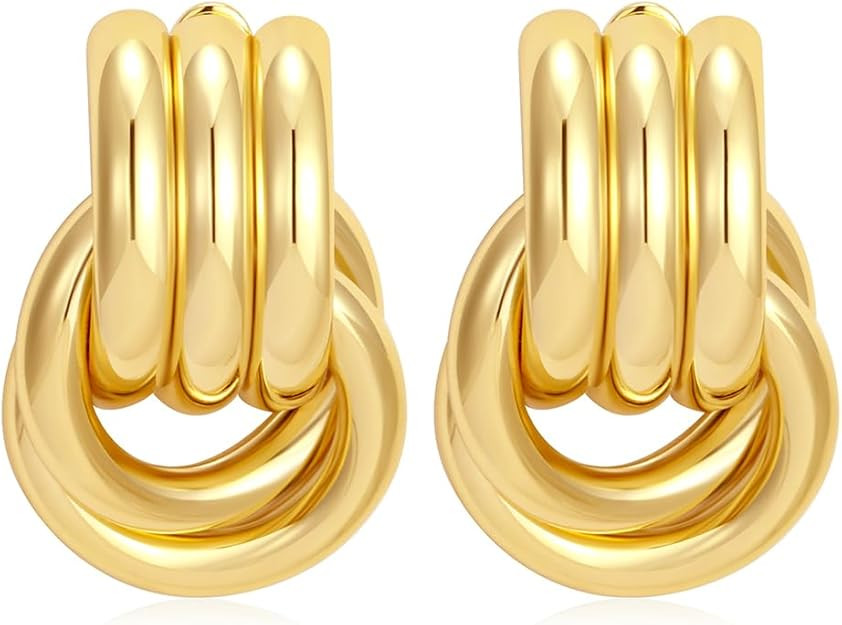 Geometric Earrings for Women, Chunky Dangle Earrings Trendy Vintage Statement Earrings Dupes Jewe... | Amazon (US)