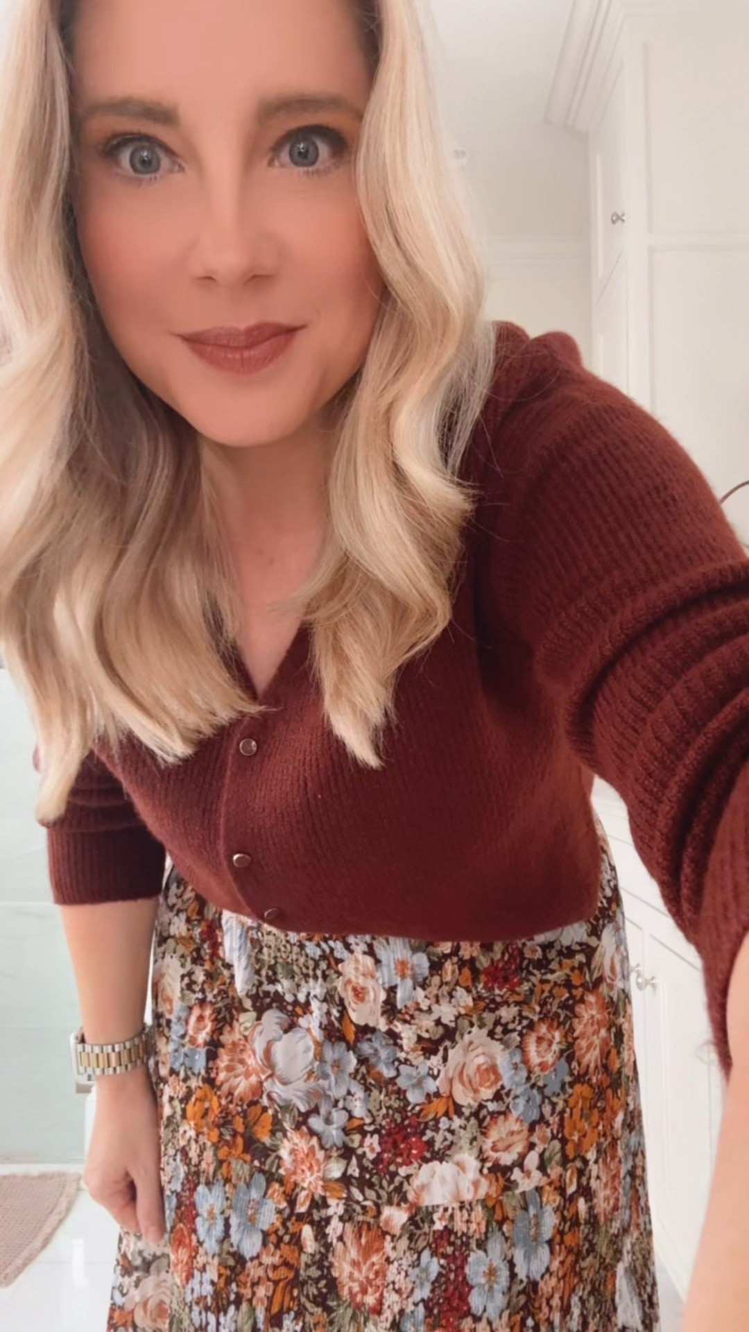Outfit of the Day..  all true to size! Burgundy has been my color for the Fall! Love it! Perfect for  a Thanksgiving outfit! Skirt is stretchy and comfortable. 

#LTKStyleTip #LTKShoeCrush #LTKHoliday