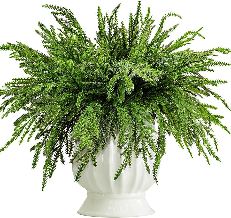 20 Pcs Christmas Norfolk Pine Branches- 19" Extra Length Artificial Xmas Branches Plants Pine Nee... | Amazon (US)