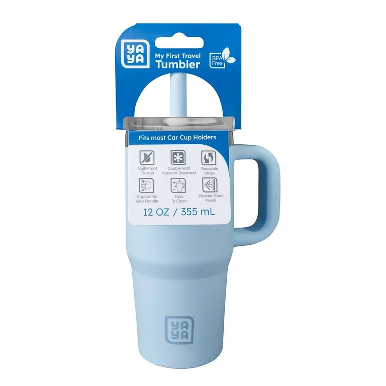 YAYA My First Travel Tumbler for Toddlers 3+ with Reusable Straw and Spill-Safe Lid, 12oz, Blue -... | Walmart (US)