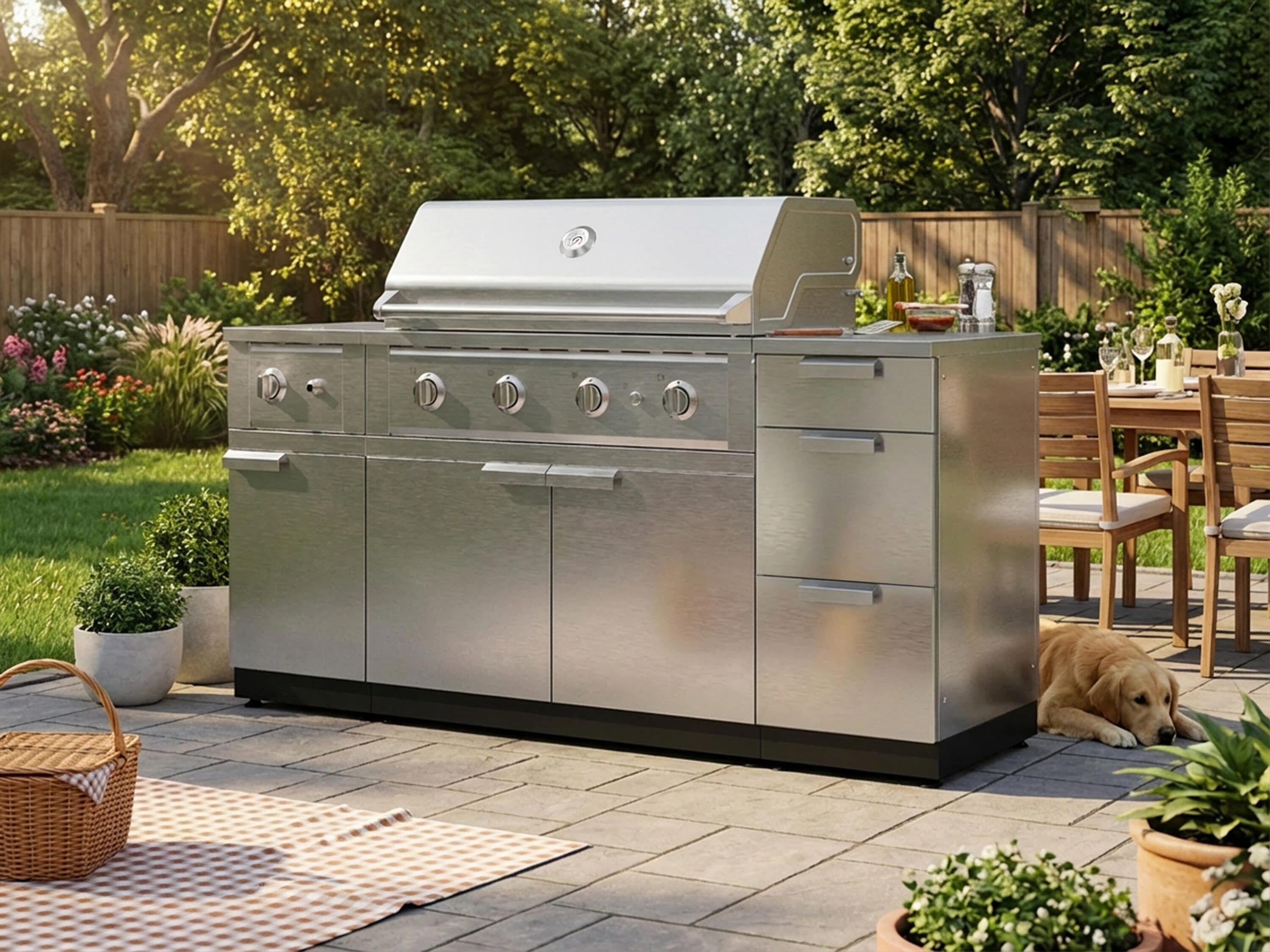 NewAge Products Classic Series 72-in W Stainless Steel Powder-coated steel Grill island Modular Outdoor Kitchen 5 -Burners one_size | 74583 | Lowe's