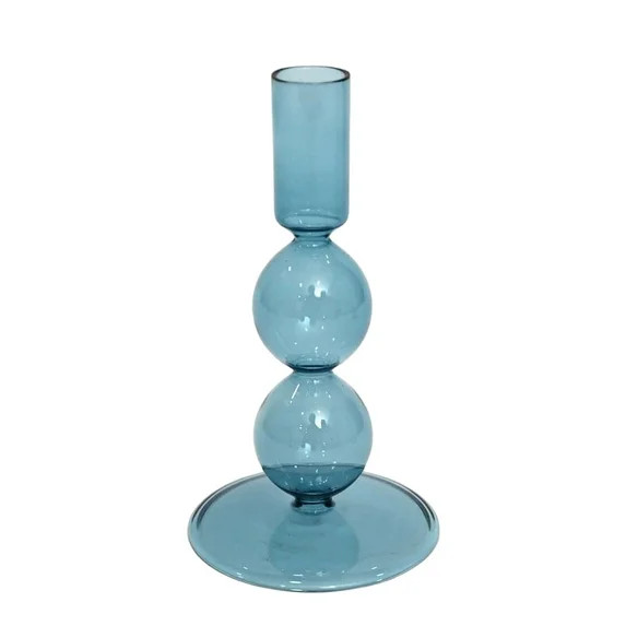 Small Blue Glass Christmas Taper Candle Holder, 6.75", by Holiday Time | Walmart (US)
