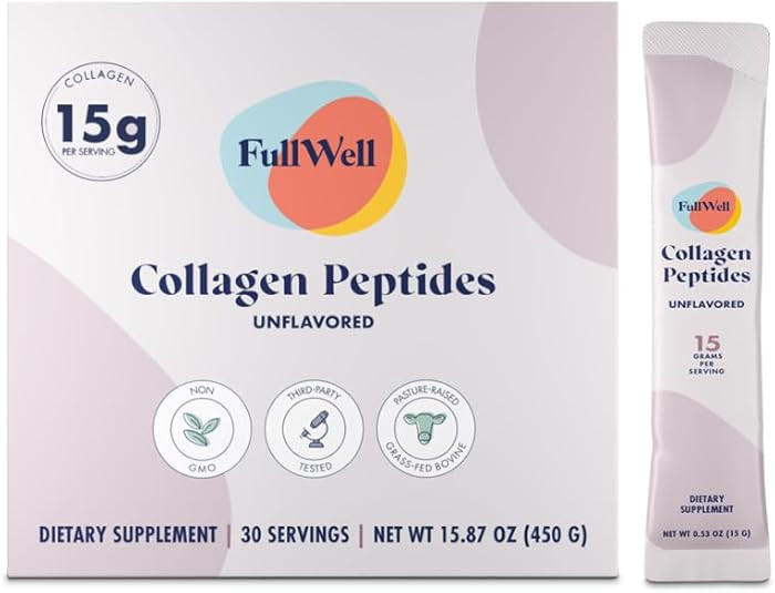FullWell Hydrolyzed Collagen Peptide Stick Packs, Breastfeeding & Pregnancy Safe Grass-Fed Collag... | Amazon (US)