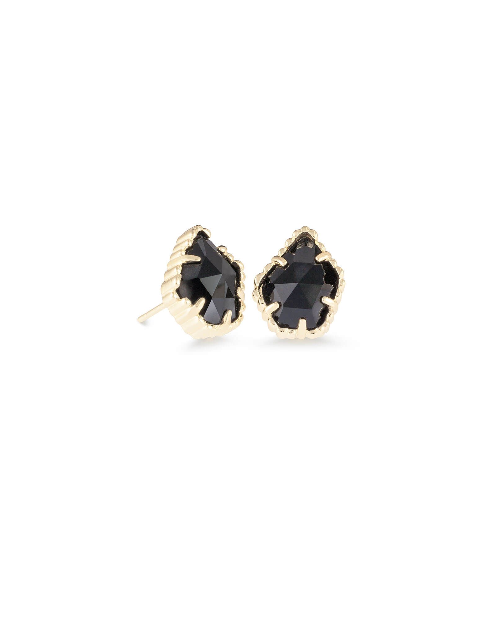 Tessa Gold Stud Earrings in Black | Kendra Scott