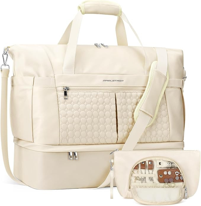 Gym Bag for Women，40L Travel Duffel Bag with Shoes Compartment and Wet Pocket，Waterproof Carr... | Amazon (US)