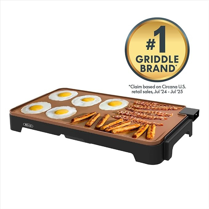 bella XL Electric Ceramic Titanium Griddle, Make 15 Eggs At Once, Healthy-Eco Non-stick Coating, ... | Amazon (US)