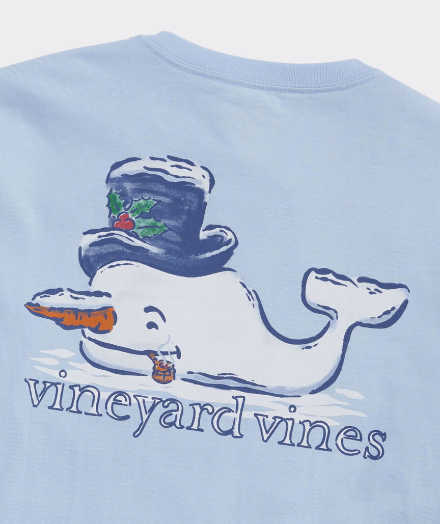 Watercolor Snowman Whale Long-Sleeve Pocket Tee | vineyard vines
