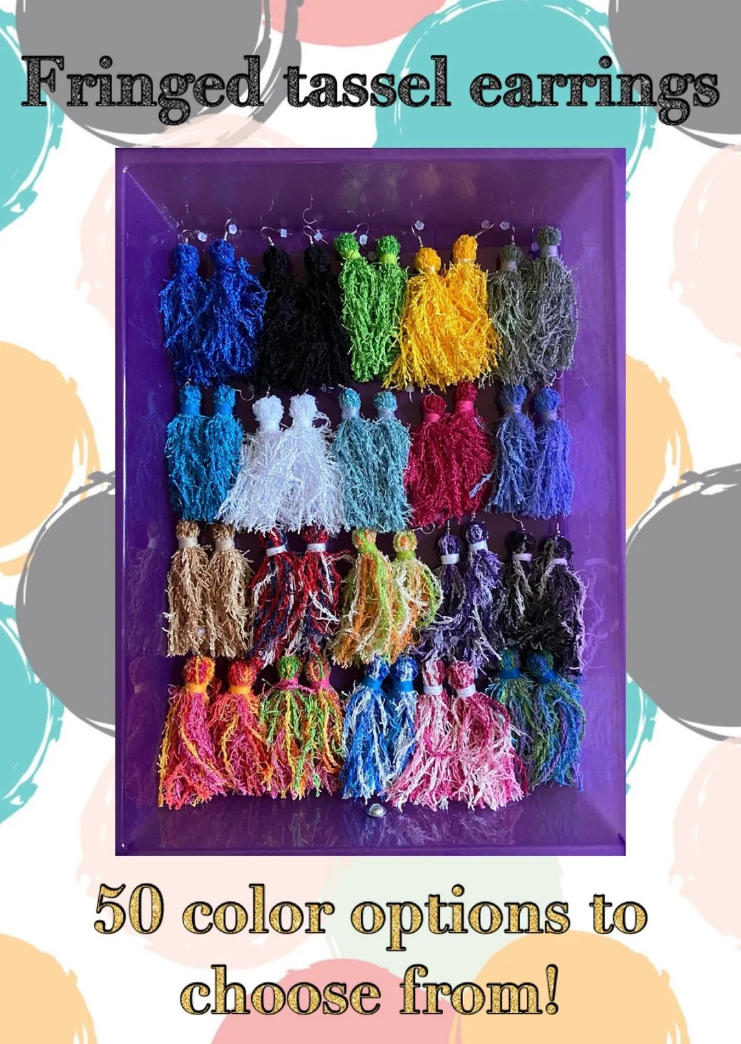Multi-colored Fringed Tassel Earrings - Etsy | Etsy (US)