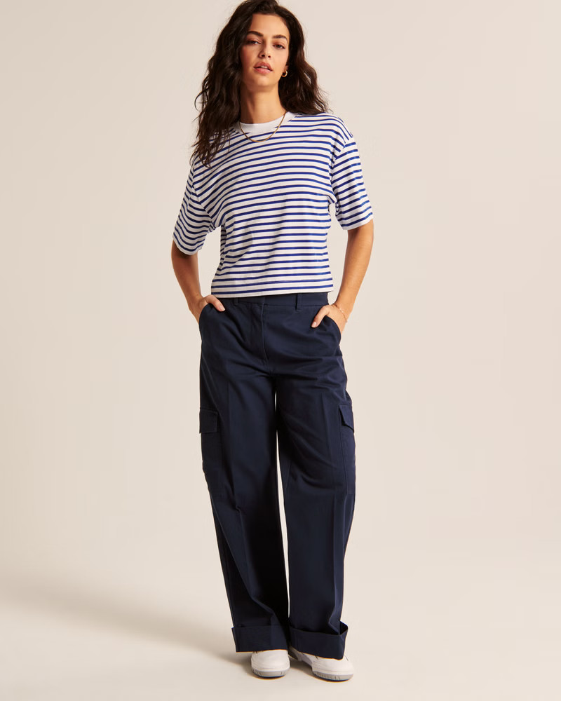 Twill Cargo Wide Leg Pant | Abercrombie & Fitch (US)
