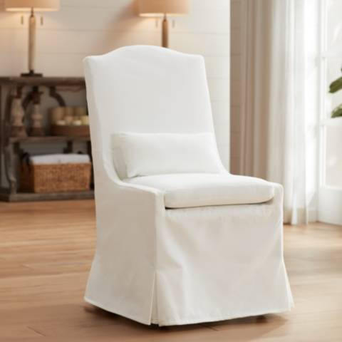 55 Downing Street Juliete Peyton Pearl Slipcover Dining Chair | Lamps Plus