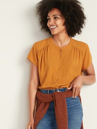 Soft-Washed Button-Front Twill Blouse for Women | Old Navy (US)