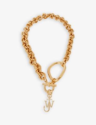 Logo-charm gold-toned brass necklace | Selfridges