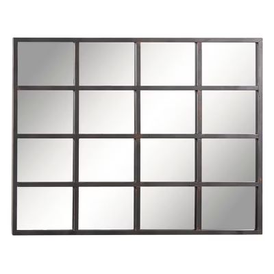 35" x 45" industrial Large Rectangular Metal Window Pane Wall Mirror Black - Olivia & May | Target