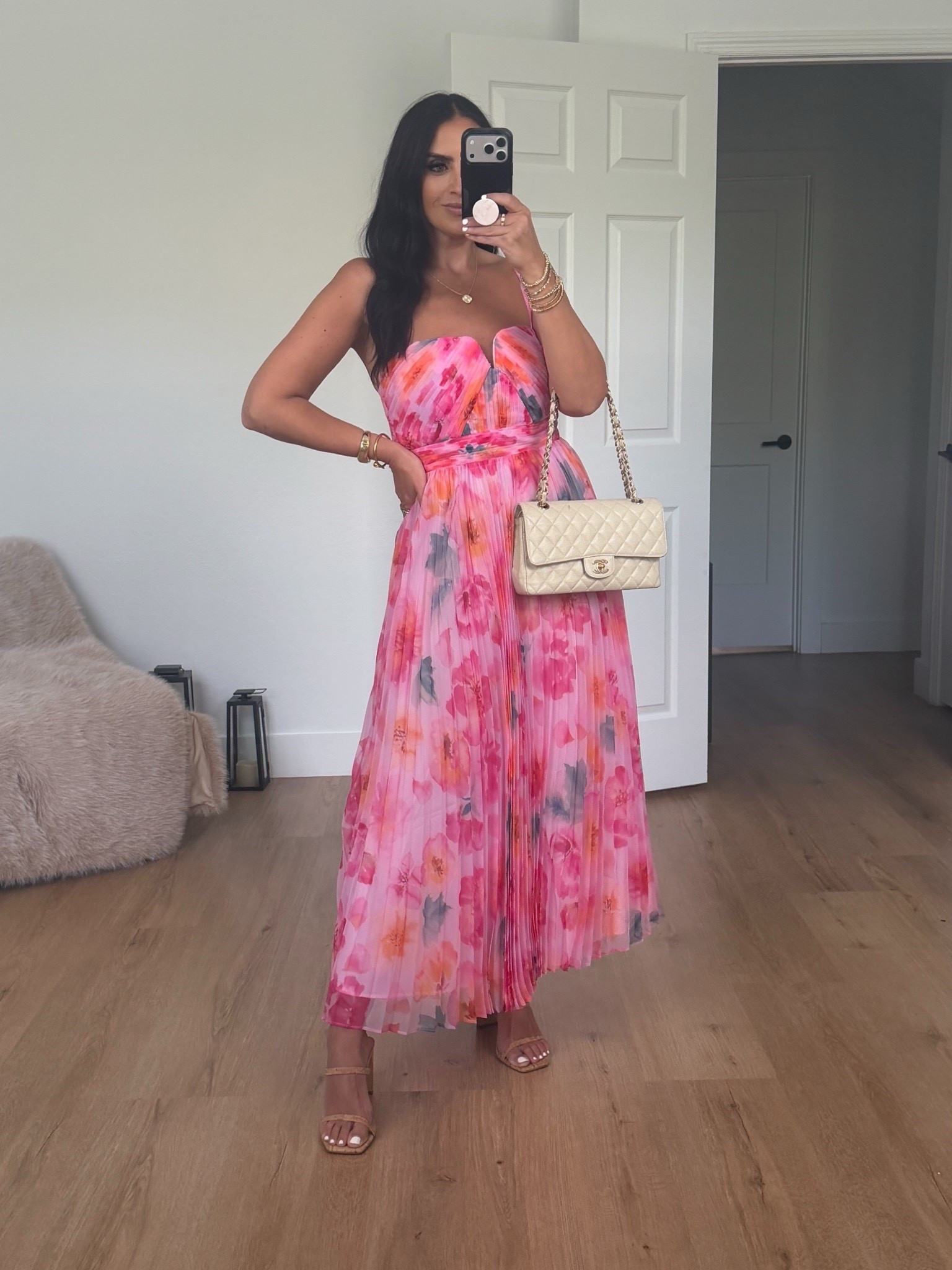 Bayley Floral Print Pleat Party Dress wearing size smalll