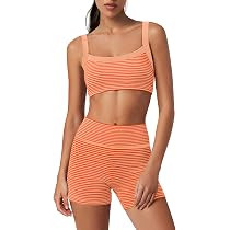 Womens Striped Workout Set Two Piece Yoga Sets Activewear | Amazon (US)