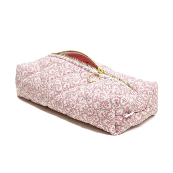 Quilted Cosmetic Bag, Blush Floral | The Avenue