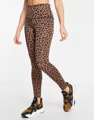 Nike Training One Dri-FIT high rise leopard print leggings in brown | ASOS (Global)