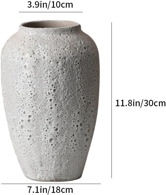 YSNCIDAN Ceramic Vase,Farmhouse Tall Vase,Rustic Home Deco Pottery, Minimalist Nordic Boho Style ... | Amazon (US)