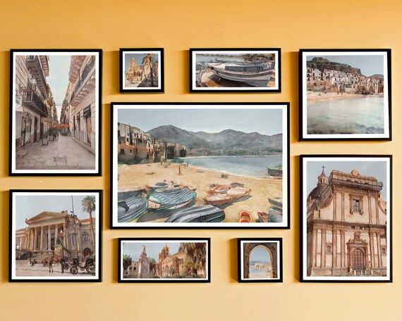 Italian Watercolor Collection, Sicily Italy, Italian Art, Watercolor, Wall Art, Sicilian, Beach A... | Etsy (US)