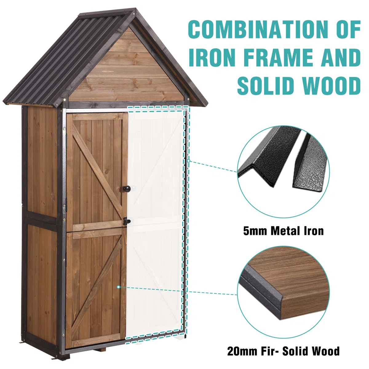 Outdoor Storage Shed with Metal Frame & Adjustable Shelves, Large Capacity Garden Tool Cabinet fo... | Wayfair North America