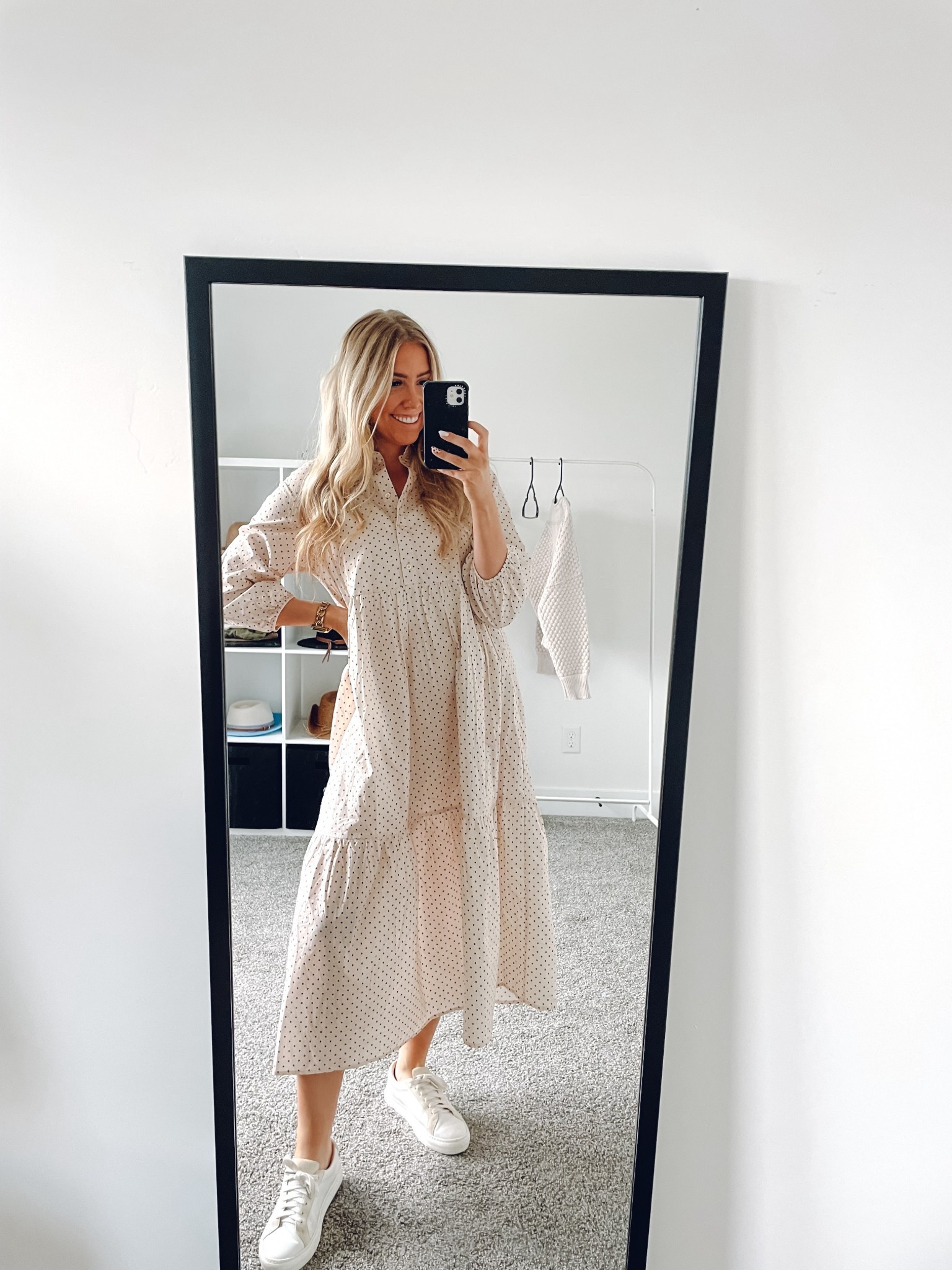 this polka dot button down dress is perfect for so many occasions! can be dressed up or down! use code KARINABOLIER for a discount!

Dress: wearing usual M
sneakers: size up half 

| teacher outfit | fall outfit | fall dress 

#LTKSeasonal #LTKFindsUnder100 #LTKWorkwear