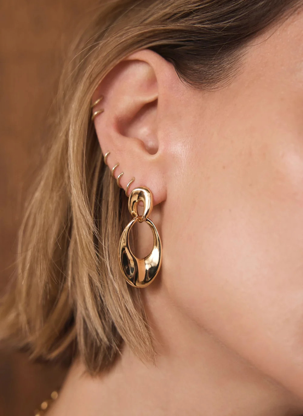 Gold Tone Hoop Link Earrings | Mint Velvet
