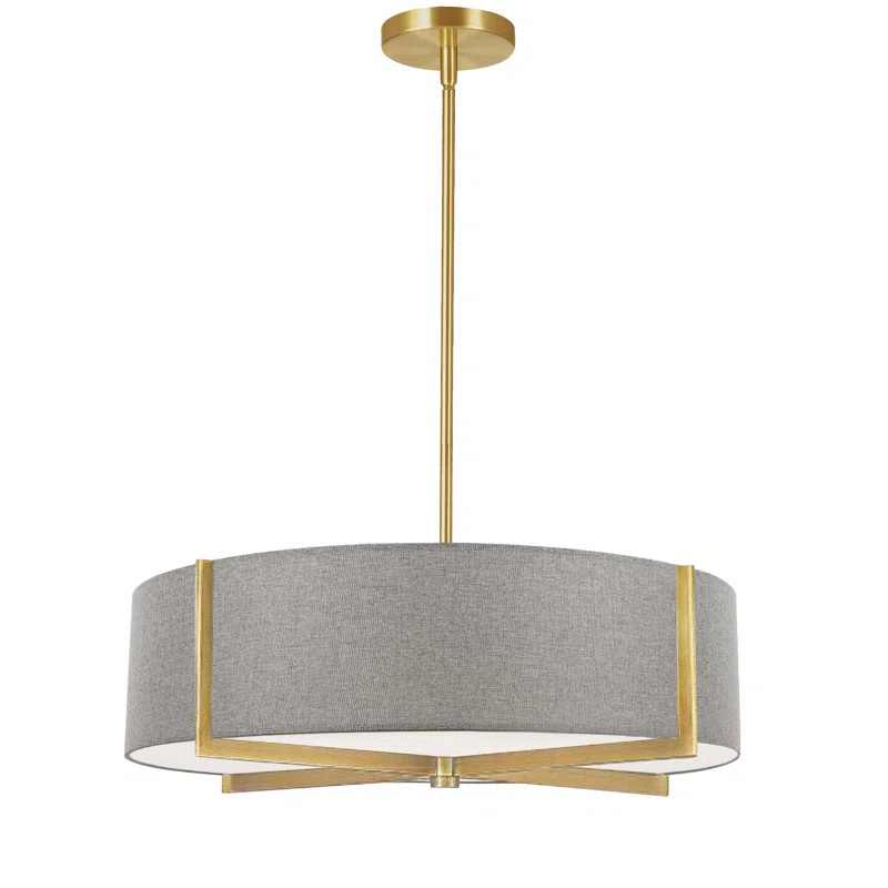 Finty 4 Light Incandescent Pendant, Aged Brass With White Shade | Wayfair North America