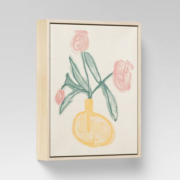 8" x 10" Pink Flowers Framed Linen Canvas - Opalhouse™ | Target